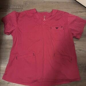 Pink V-neck scrub top